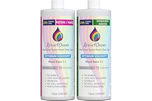 Resina Epossidica Trasparente Kit RESIN4DECOR 1:1 per Artigianato Artistico Creazione di Gioielli Stampi Non Ingiallente Non Tossico Finitura 24 ore Tempo di Cura Inodore Art Resin - 1000ml