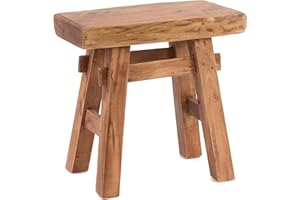 DESIGN DELIGHTS Rustykalny drewniany stołek w stylu vintage 40" | drewno z recyklingu, 43 x 45 x 27 cm (wys. x szer. x gł.) | taboret do siedzenia z litego drewna, stołek | kolor: 08 w kolorze
