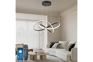 YOODI Suspension LED Moderne 45W, Suspension LED pour Salon Réglable Lustre de Plafond, Lustre salon Moderne avec Télécommande, Dimmable 3000K-6000K, Suspension LED Barre, Restaurant, Café, Noir