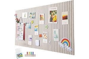 EUBSWA 90 x 60cm Große Filz Pinnwand Selbstklebend,vertikaler Streifen dekorative Pinnwand aus Filz,Filzboard, faltbare Fototafel Memotafeln Memo Boards Bulletin Board für Büro Küche,Helles Kamel