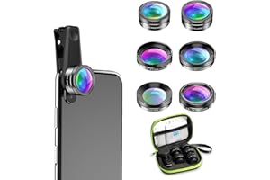 Textiluxe 6 in 1 Handy Objektiv Kit, makro objektiv Handy, fisheye Lens 205°,Weitwinkel 140°,Makroobjektiv (25x),Starlight-Objektiv,ND32/CPL Objektiv für iPhone und die meisten Smartphones