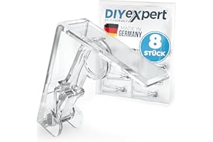 DIYexpert Tischdeckenklammern Transparent Made in Germany [8 Stück] Stabile Tischtuchklammern für dicke Tische bis 45 mm – Wetterfest & rutschfest – Tischklammern für Garten, Balkon & Innenbereich