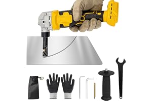 Plåtnibb, trådlös metallnibb, kompatibel DeWalt 20 V batteri, 3 hastigheter justerbar nibb, 360° vridning, nibbhuvud, plåtnibbling för skärning av rostfritt stål, aluminium (utan batteri)