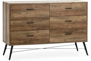HOMN LIVING Cómoda de Noche Clavel 6 cajones Color Rustic, guías metálicas, 120 cm (Ancho) 40 cm (Profundo) 80 cm (Altura)