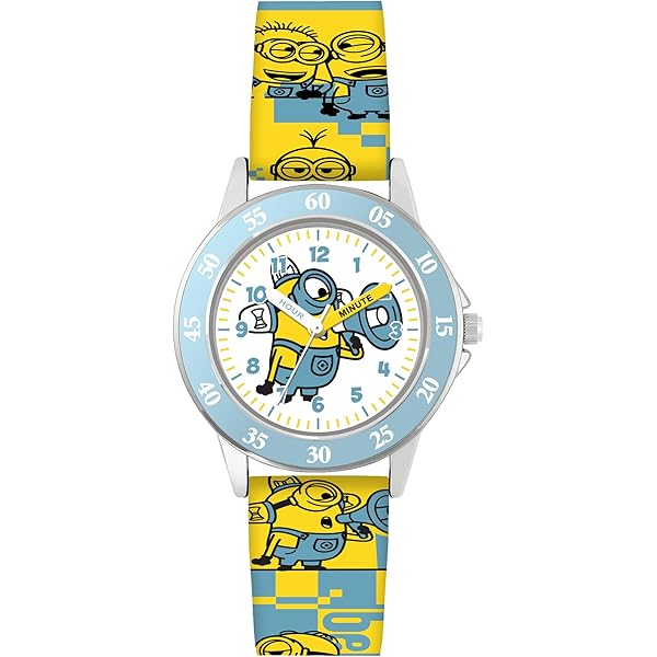 Montre Numérique Minions Pour Enfant - Boîtier Jaune Et Argenté, Affichage LED, Bracelet Imprimé