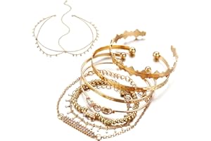 Guyode 8 Piezas Accesorios Mujer Incluir Brazalete y Cleopatra Accesorios Pelo Niña Tocados Egipcios Ajustable para Mujer Niña Cadena Cabeza para Cosplay Carnaval Fiesta Halloween