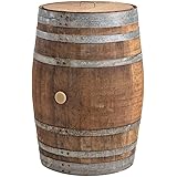 Temesso Regentonne mit Deckel, Regenfass Holzfass, Weinfass, Tonne, Eiche 225 Liter Wasserfass - original Fass (Deckel Edelst