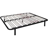 Miroytengo Bed Frame 150 x 190 cm, Multilayer with 5 Legs, Lumbar Regulators, Adaptable Firmness, Tube 40 x 30 mm, Beech Slat
