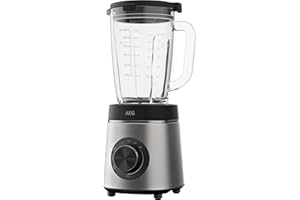 AEG TB6-1-6ST - Batidora de Vaso, Potencia 1400W, Jarra de Vidrio 1.75L, Sin BPA, 6 Cuchillas Revestidas de Titanio, 3 Progra