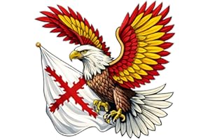 Pegatina Vinilo Águila con Alas de España y Bandera de Borgoña para Moto Coche Casco Laptop Resistente Agua UV Tintas Ecosolventes (11 X 10,5 CM)