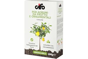 CIFO - Concime Agrumi da Frutto e Ornamentali, Fertilizzante Piante Limoni, Aranci e Mandarini con Azoto, Fosforo e Potassio, Favorisce la Fioritura e la Crescita di Frutti Sani, Made in Italy, 600g