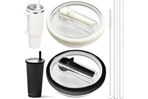 XIONGHONGLONG 2 Coperchio di Ricambio, 40 Oz Tumbler Flip Straw Lid Replacement Fit, con Flip Straw, Riutilizzabili a Prova di Perdite, Coperchio di Ricambio (in bianco e nero)