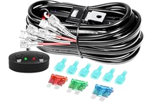 Willpower 12V LED Light Bar Wiring Harness Cable Kit, 10ft 18AWG, DC 40A, Two Control ON/Off Switches for Switching Between Different Modes for Amber White Dual Color Light Bar (2 Leads)