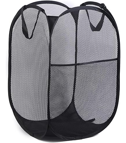 Zwart-wit gestippelde wasmand mand waterdichte vuile kleding mand opvouwbare wasbak kleding tas met handgrepen vrijstaande wasmand voor badkamer slaapkamer slaapzaal reizen