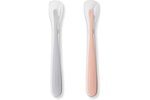 Skip Hop 2 Pack Easy Feed Spoons Grey and Soft Coral, Grey and Soft Coral, Pack of 2