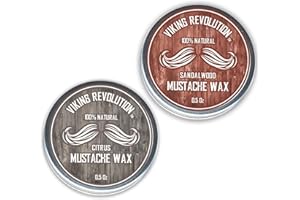 ‎VIKING REVOLUTION Viking Revolution Schnurrbart Wachs, 2er-Pack - Bart- & Moustache Wax für Männer - Starker Halt Hilft beim Bändigen & Stylen (Zitrus & Sandelholz, 2er-Pack)