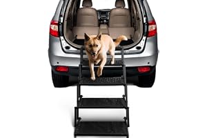 Heeyoo Dog Stairs for Car - Foldable Dog Ramps for Large Dogs with Non Slip Surface, Portable Dog Steps for Cars and SUV, Truck, Support Up to 200 Lbs