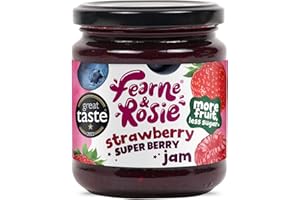 Fearne & Rosie Strawberry Superberry Jam, Award Winning, More Fruit & 40% Less Sugar, Vegan, Gluten Free, 100% Natural Ingredients, No Palm Oil, No Concentrates & B Corporation Certified 310g Jar