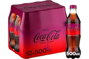 Coca-Cola Cherry Coke Zero Sugar (bottiglie da 500 ml), confezione da 12