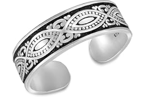 AERAVIDA Decorative Balinese Marquise Design .925 Sterling Silver Toe Ring or Pinky Ring