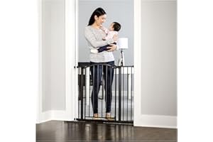 Regalo Easy Step Arched Décor Walk Thru Baby Gate, Includes 4-Inch Extension to Fit Multiple Openings, 4 Pack Pressure Mount Kit and 4 Pack Wall Mount Kit, Black