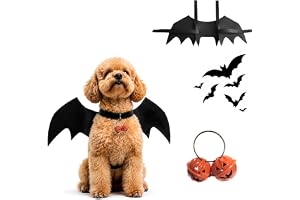 FePen Fladdermusvingar för husdjur, halloween fladdermusdräkt för hundar katter med pumpa klocka, vampyrkappa halloween cosplay husdjursfest (S)