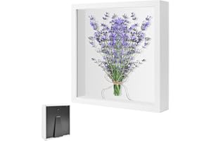 VIQIHEOE Cornice Portafoto 3D, Cornice Profonda da Riempire 20 x 25 cm, Box Frames in Legno, con Lastra Acrilica Trasparente, 3D Box Frames Deeper 3cm, per Fiori, Regali di Famiglia, Bianco