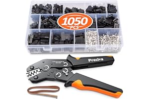 PRECIVA Pinza Crimpatrice,2549 Pinze DuPont arancione e nera,kit connettori JST-SM da 1050 pezzi, pinza a crimpare a cricchetto AWG28-18/0.08-1mm² per serie Dupont, Molex, ATX, JST