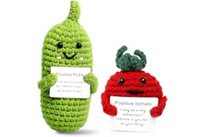 ZIGefofo 2 Pezzi Positive Bambola | Positive Pickle e Positive Tomato Lavorato a Maglia in Lana Fatta a Mano Supporto Emotivo Interessanti Regali Creativi di Buona Fortuna per Amici di Famiglia