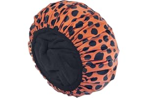 Auban Shower Cap, Shower Cap for Women Terry Cloth Lined EVA Exterior Reusable Double Layer Waterproof, Large Bath Hair Cap for All Hair Lengths, Hotel Travel Essentials Accessories Deep Conditioning