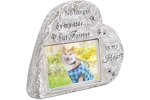 Jiayaus Regalos Conmemorativos para Perros por Pérdida de Perro con Marco de Fotos, Piedra Conmemorativa de Resina para Perros, Piedras Conmemorativas para Mascotas