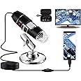 Bysameyee USB Digital Microscope 40X to 1000X, 8 LED Magnification Endoscope Camera with Carrying Case & Metal Stand, Compatible for Android Windows 7 8 10 11 Linux Mac