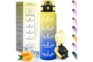 HoneyHolly Borraccia 1 Litro, A Prova di Perdite, Borracce Palestra, senza BPA, Borraccia Motivazionale, Indicatore del Tempo, Bottiglia Acqua per Palestra, Ciclismo, Ufficio, Esterno, Borracce