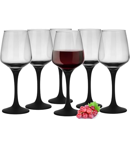 Lot De 6 Verres à Vin Pied Noir Altom Design - 290ml, Boîte Cadeau Rubis Élégante