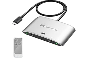 Cable Matters 20Gbps USB C Switch for 2 Computers, 140W PD, Up to 8K@30Hz on Windows, 4K@60Hz on macOS, Sharing One USB-C/Thunderbolt 4 Monitor or Dock (Not for Dock with an Attached Cable)