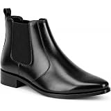 layasa Men’s Black Chelsea Boots | Synthetic Leather Slip-On Ankle Boots with Elastic Side Panel, Pull Tab & Low Block Heel | Formal, Office, Party & Casual Wear: 