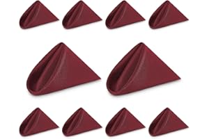 Weddecor 20 Inch Burgundy Cotton Polyester Table Napkin for Home, Hotel, Dinning, Wedding, Banquet, Party, Events, Hemmed Edges Lightweight & Machine Washable, 10pcs