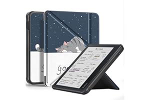 DMNYDM Funda para Kobo Libra Color (2024) /Tolino Vision Color (2024) 7 Pulgadas eReader Suave TPU Parte Trasera Cubierta Soporte Funda SleepCover Case con Cierre Magnético,Gato Perezoso