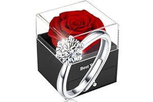 SWEETIME Red Eternal Rose, Infinity Roses Real Eternal Preserved Flowers, Romantic Gift Rose Box, for Women, Wife, Mother's Day, Valentine's Day, Birthday, Engagement, Wedding Anniversary