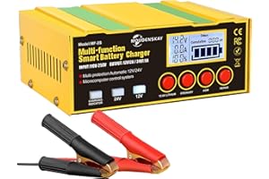 MOUDENSKAY 12A Car Battery Charger 12V/24V Auto Maintainer Trickle Charger With LCD Display - for Lithium, Lead-acid, AGM/EFB Batteries