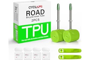 CYCLAMI Camera d'aria in TPU da 1/2 pezzi per bici da strada, adatta per 700 x 23/25/28/30/32c, 38g Camera d'aria in TPU da 28 pollici,valvola in metallo: 45/60/80 mm