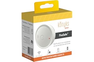 Détecteur de fumée connecté Wi-FI, Konyks Firesafe 2, Notifications en Temps réel sur Smartphone, 5 Ans d'autonomie, Scénarios, Pas de Hub nécessaire