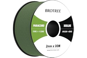 Brotree Paracord 2mm 30M Cuerda Nylon 1 Hebra Cuerda Paracaídas Tipo I para Exterior, Pulseras, Bricolaje - 45 kg Carga de Rotura (Verde Bosque)