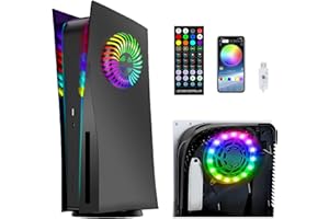 arVin Faceplates Cover für PS5-Konsole mit RGB-LED-Licht Streifen, Hartes Stoßfeste Shell Case Skin mit Kühlluftschlitzen Music Synchronisation 8 Farben 400 Effekte(USB/APP/IR-Fernbedienung)