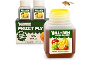 BY BILL & BEN Bill & Ben Fruit Fly Trap 3-Pack – Instantly Attracts, Captures & Kills Fruit Flies – Safe for Children & Pets – Guaranteed 3-Week Indoor Home & Kitchen Protection per Bottle”