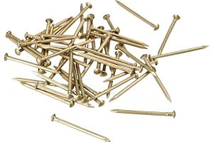 TOP-VIGOR 50Pcs Hardware Nails, 1.2mmx20mm Brass Nails and Pins Assortment, Wall Pins Tacks Nails for Woodworking, Panel Pins for Hanging Picture, Frame, Mirror, Furniture, Construction