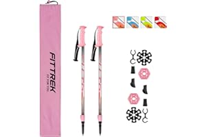 FitTrek Kids Trekking Poles - Hiking Poles - Walking Poles Telescopic - Lightweight Trekking Stick with Walking Poles Rubber Tips and Pole Bag, 1 Pair