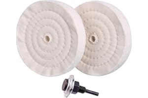 YOUTU® Baumwoll Polierscheibe, 2 Stücke 15.2 cm (6 Zoll), 50-lagig, 1/2" Dornloch, für Schleifmaschinen, Spiralen, genäht, Spiegel, Baumwolle