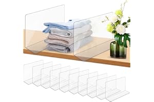 BOUFEIDA 12 Pezzi Divisori per Armadio Interno, 20 x 12 x 4 cm Divisorio per Ripiani in Acrilico Trasparente, Divisorio Multifunzionale per Scaffali Armadio per Camera da Letto, Cucina, Armadi e Organizzazion