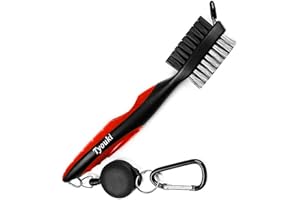 Tyouki Golf Brush with Groove Cleaner, Nylon & Steel Golf Club Brush Portable Golf Clean Tool with Adjustable Aluminum Carabiner for hanging on golf bag, Lightweight, Ergonomic Design